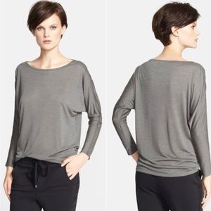Vince Slate Mesh Inserts Long sleeve Boatneck Dolmain Sleeve Top Size XS